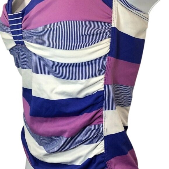 Tommy Bahama Blue Pink Stripe Halter Tankini S Rare - Picture 9 of 12